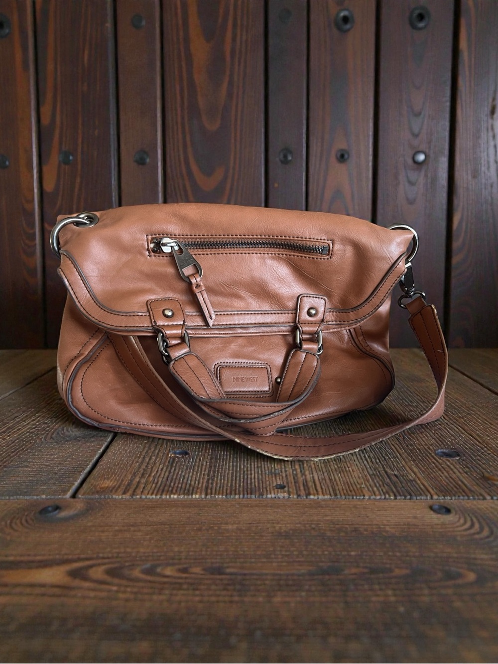 Nine West Tan Leather Shoulder Bag